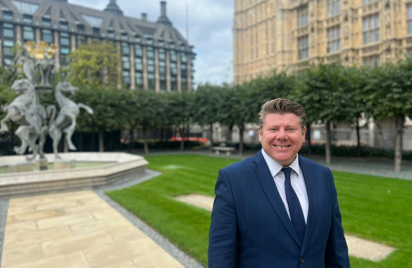 Dean Russell outside the Houses of Parliament